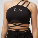 Karl Kani Signature Crop Laced One Shoulder Top  Μαύρο